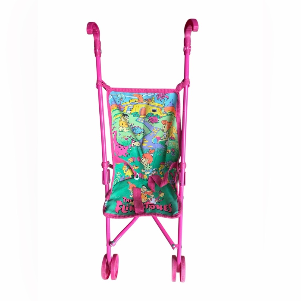 Vintage 1993 Sky Kids The Flintstones Toy Doll Stroller Pink 90s Nostalgia